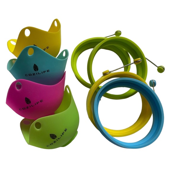 NEW Silicone Egg Poaching Cups + Rings - Picture 1 of 12